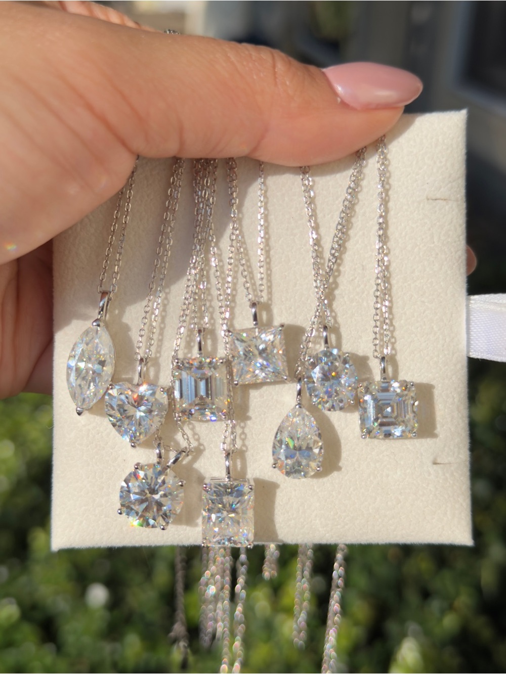 5ct Moissanite certified different shapes vvs1 color D necklaces $225 ea